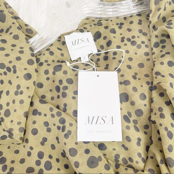 MISA Los Angeles Maristela‎ V-Neck Spotted Ruffled Maxi Dress Size Small NEW - Picture 3 of 6